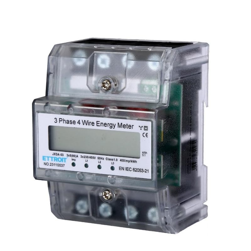 ETTROIT - CONTATORE ENERGIA ELETTRICA TRIFASE SU GUIDA DIN 220V - 380V 5-80A 4 MODULI