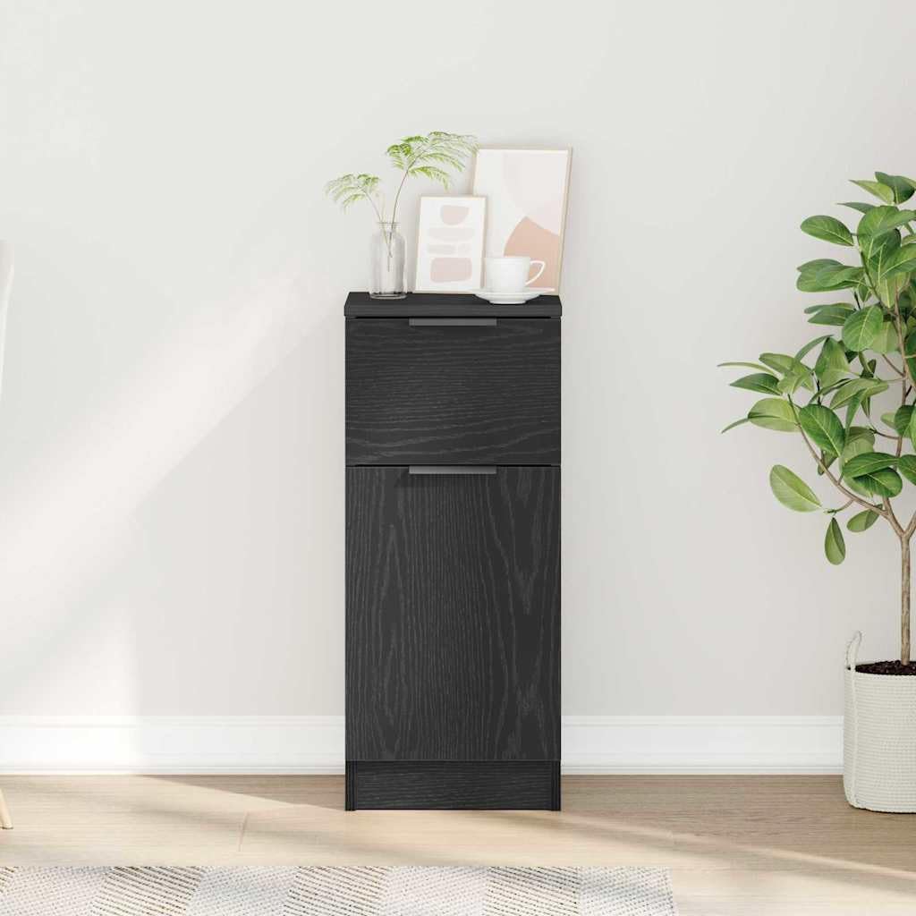Aparador moderno para almacenamiento y decoración, aparador estable con gran espacio de almacenamiento, con dos compartimentos y cajón de madera de roble negro