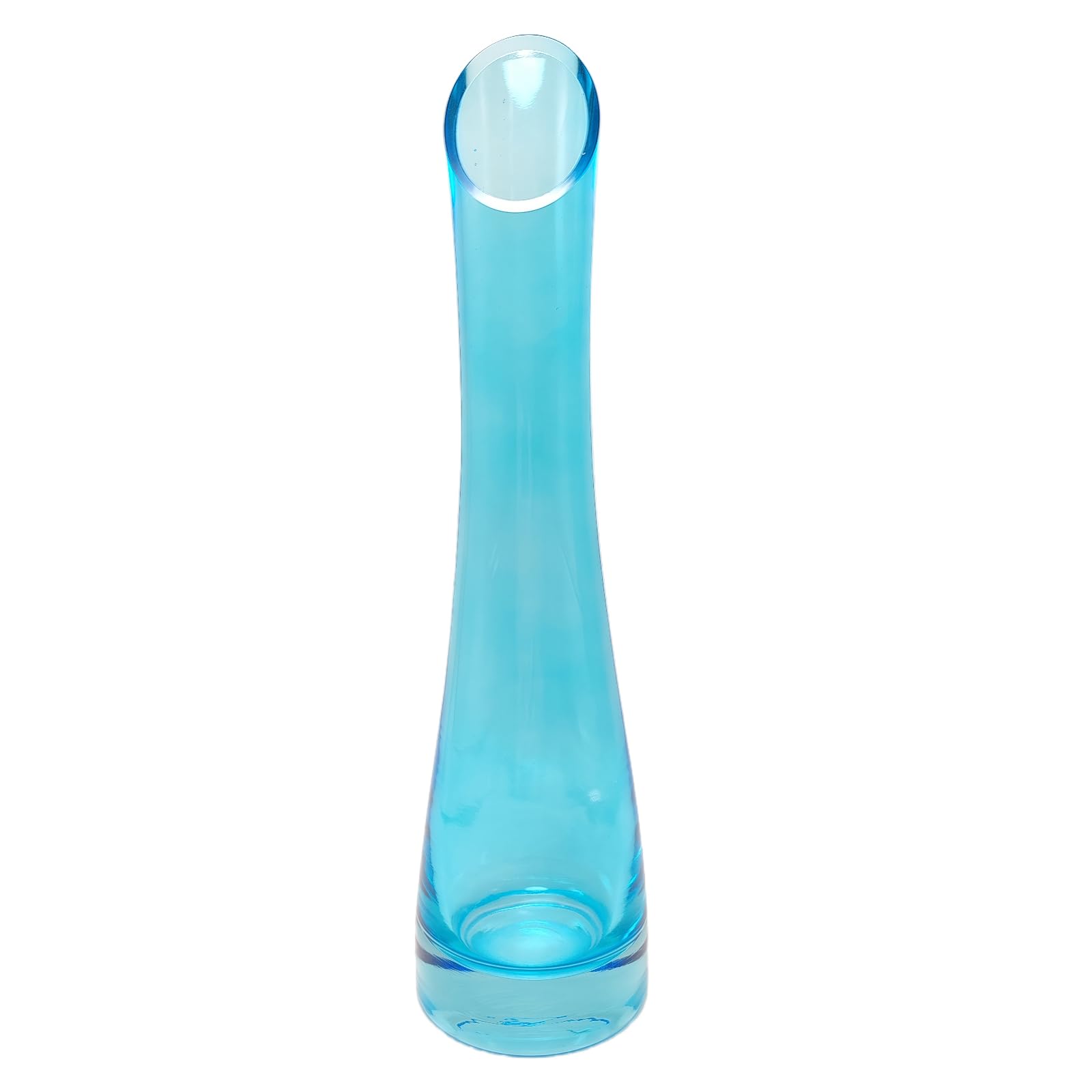 Jarrón de vidrio soplado hecho a mano, jarrón decorativo de un solo tallo, jarrón de vidrio floral, centro de mesa para decoración del hogar y la oficina (azul)