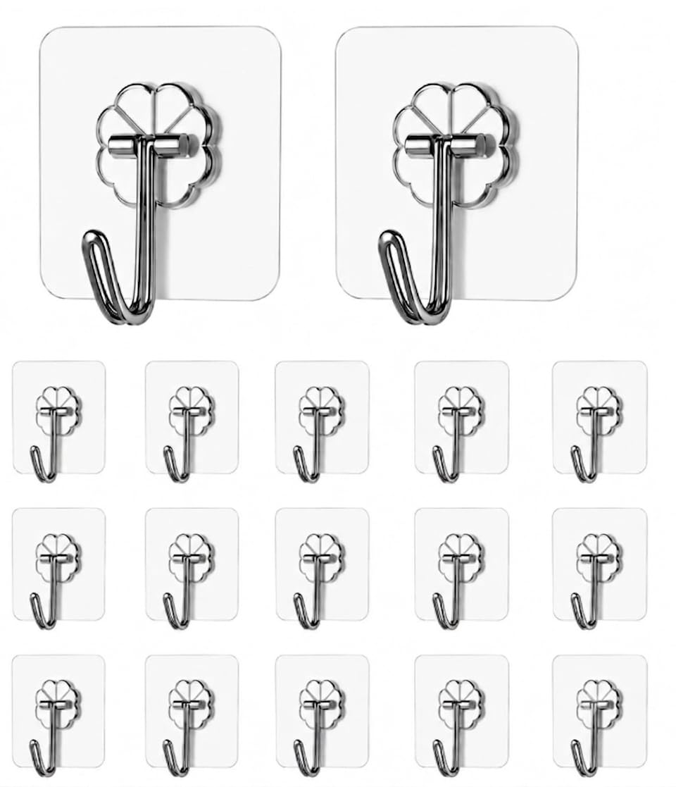 Self Adhesive Wall Hooks – Nail‑Free Sticky Hooks for Heavy Items, Reusable Transparent Wall Hangers, Waterproof No‑Drill Adhesive Hooks for Kitchen, Bathroom, Office, Tiles & Glass -5-image-38