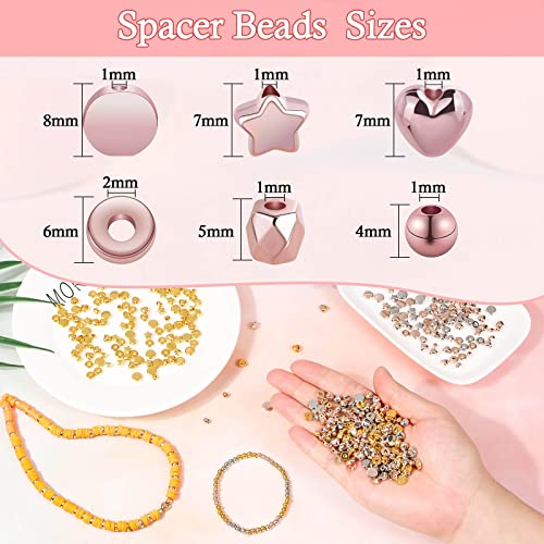 Selizo SPACER BEADS-PLASTIC 2160 Pieces Gold Spacer Beads Set, Assorted Round Star Gold Beads For Bracelet Jewelry Making thumb #3