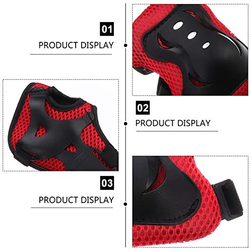 Garneck Conjunto de equipamento de bicicleta vermelho para crianças, capacete e joelheiras, protetor