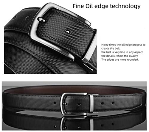 Men's Belt Rotating Metal Pin Buckle Reversible Casual Men Leather Belts for Pants Golf Dress Shirts/Width 1.3’3