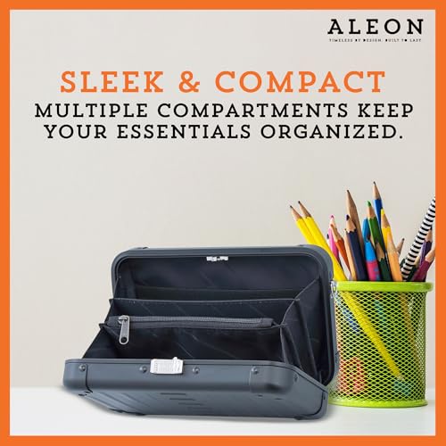 Image of Horizontal All Aluminum Crossbody Bag - Lightweight Compact Travel Case with Adjustable Strap, RF Blocking, Interior Pockets & Secure Clasp - Stylish Over-Shoulder Bag for Men & Women (Onyx)