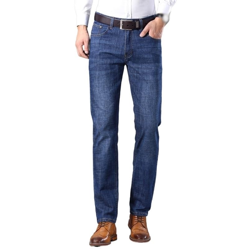 Straight Stretch Solid Jeans Business Denim Slim-fit Jeans Pants2