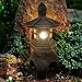 MIBUNG 13''H Zen Pagoda Lantern Garden Statue with Solar Lotus Lights, Large Japanese Temple Asian Pagoda Lamp Outdoor Decor, Patio Lawn Yard Pool Pond Porch Home Decorations, Christmas Ornament Gift