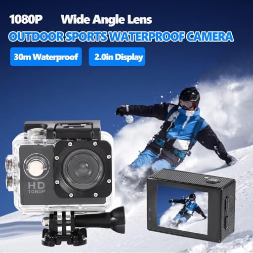 RigWig Action Camera 2.0" Inch "Full HD 1080P" Sports, "30M" Waterproof Underwater, "16MP - Image 2