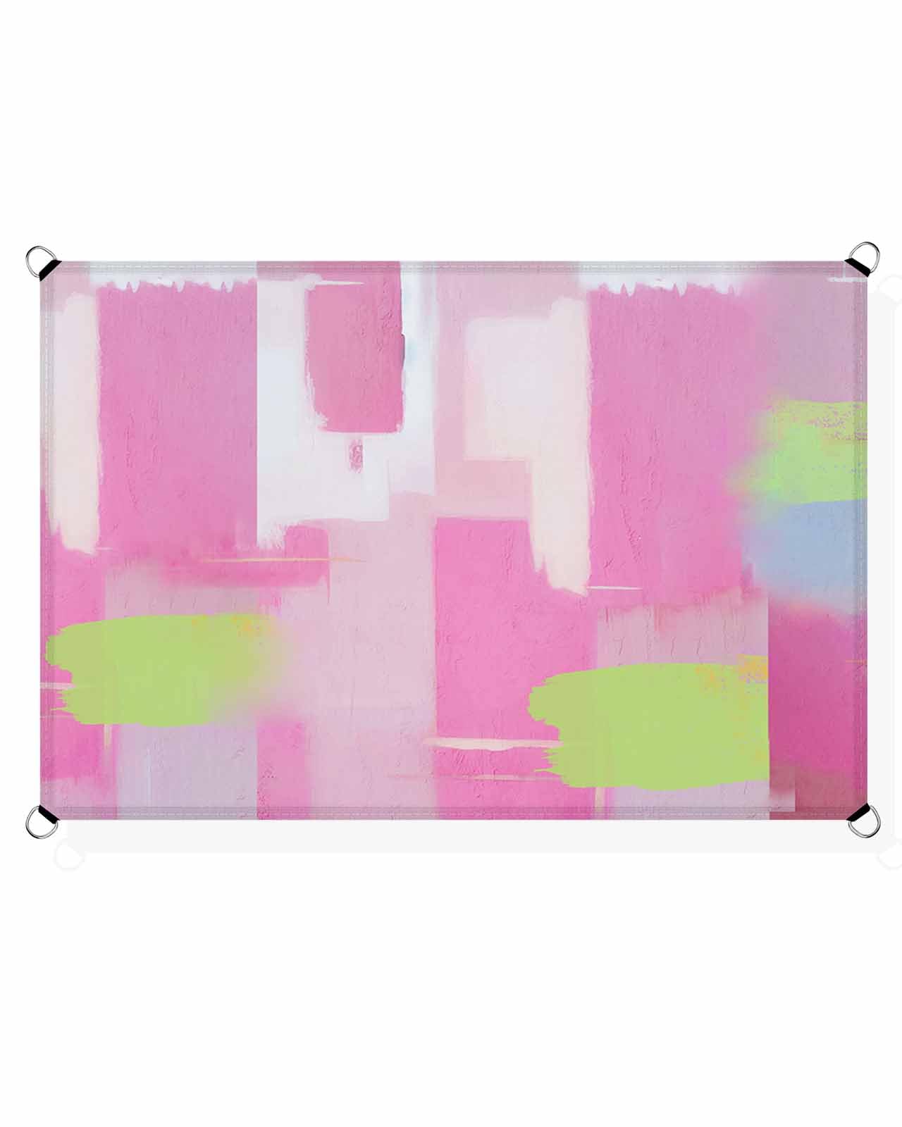 Boanket Sun Shade Sail 14' x 18', Pink Oil Painting Large Heavy Duty Outdoor Shades Sun Screen, Teal Blue Modern Geometric Abstract Art Shade Cloth for Patio Deck Terrace Garden Lawns Beach Backyard