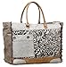 Myra Bag Hide & Floral Upcycled Canvas Weekender Bag S-1199