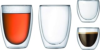 Bodum Double Wall Glass Set, 0.08 l, 0.35 l, 2 pcs, 4 Count (Pack of 1)