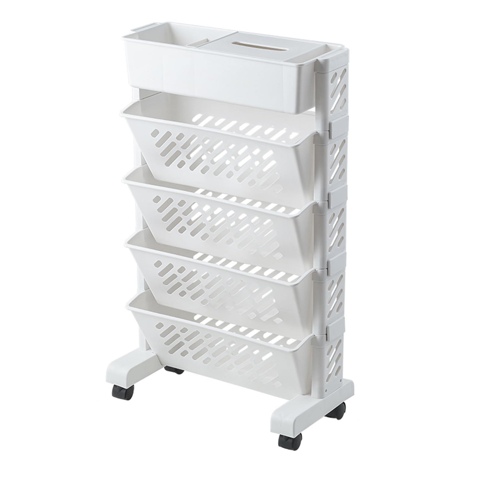 TUOYIBO 5 Tier Mobile Bookshelf, Mobile Bookshelf with Wheels, Portable Bookshelf, Ulti-Functional Rolling Utility Cart, for Teachers, Office, Dorm, Classroom