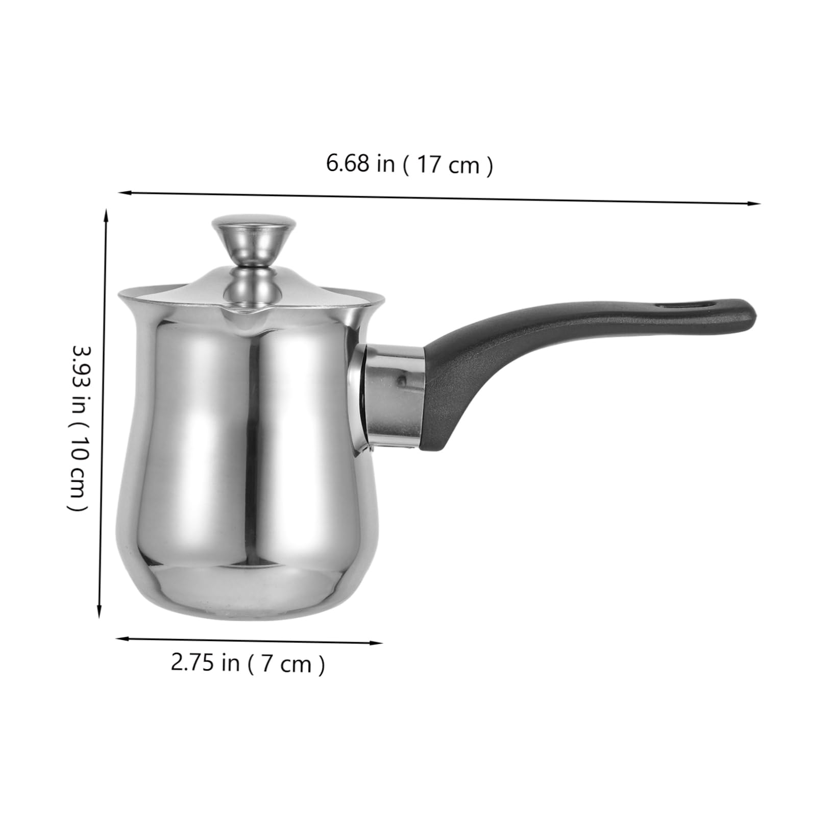 Cafetera Turca 180ml para Derretir Mantequilla y Calentar Leche de Acero Inoxidable con Tapa y Asa Adecuado para Uso en Casa