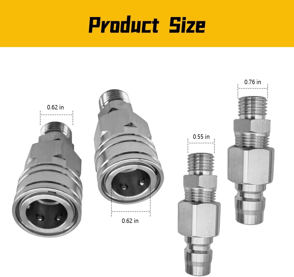 M16-M14 Hydraulic Quick Coupler Kit for Mini Excavators, 2 Male & 2 Female