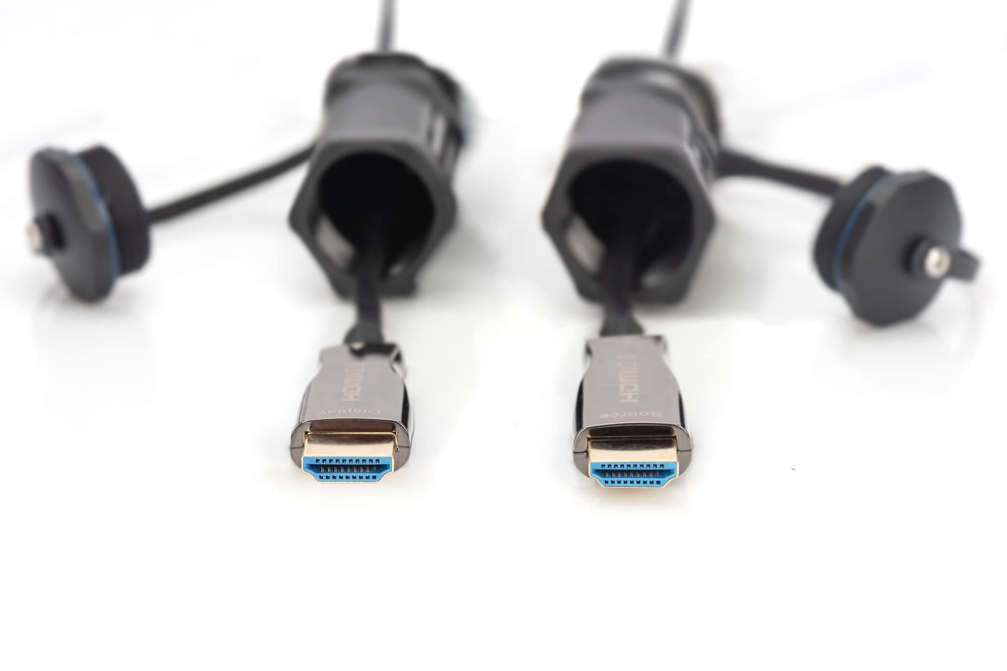 DIGITUS HDMI AOC cable híbrido de fibra óptica - 10m - HDMI 2.0 - 4k/60Hz - funda protectora blindada - IP68 - compatible con TV/beamer/monitor - negro