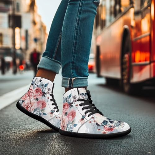 Jeiento Skull High Top Barefoot Running Shoes Breathable Sneaker for Men4