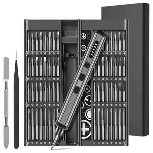 Elektrische mini-schroevendraaier, precisieschroevendraaier, reparatiegereedschap, 68 in 1 met 68 magnetische boren, 0,12 Nm tot 0,35 Nm5/32 inch zeskant voor iPhone, laptop, horloge