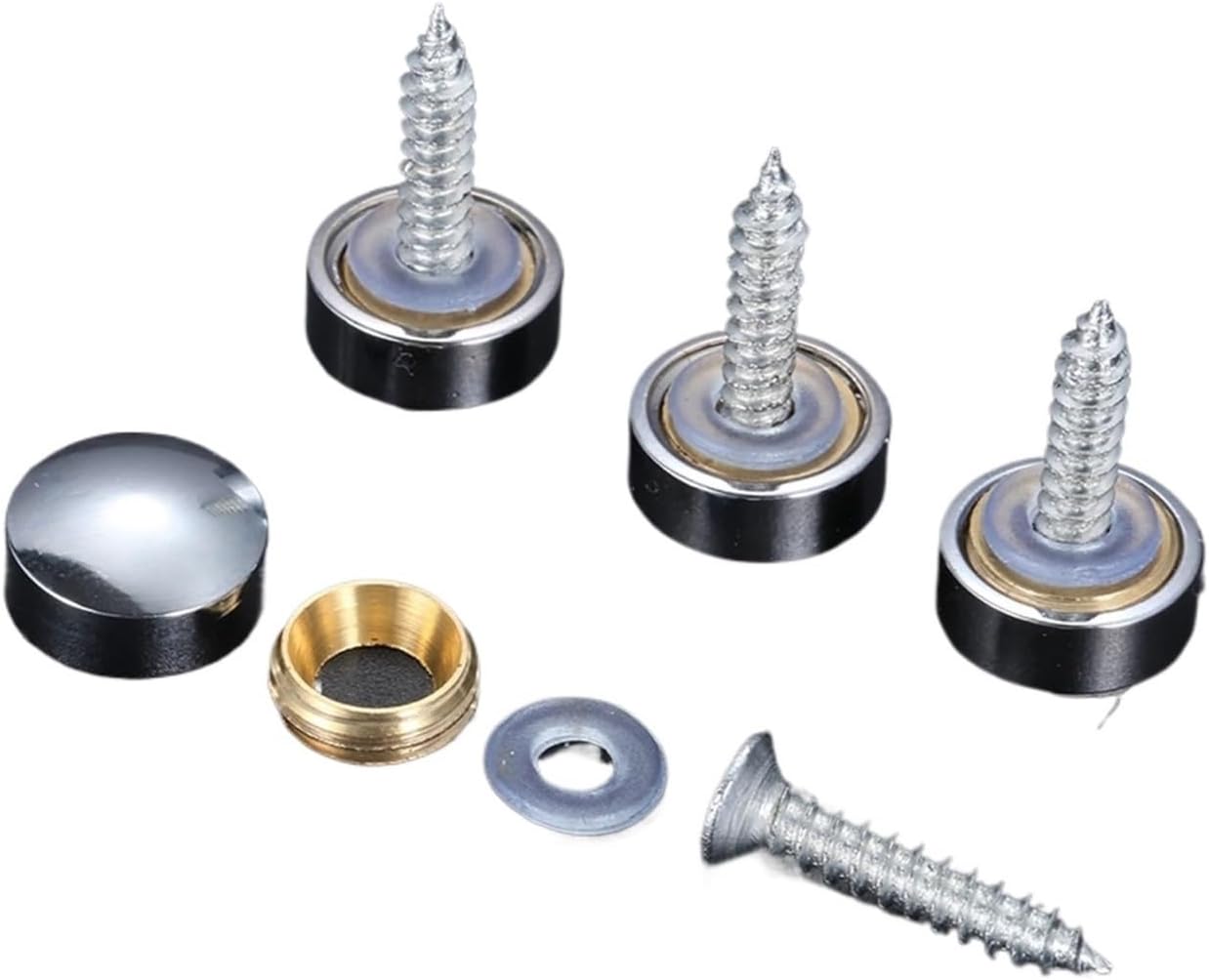 60 Pcs Silver 12mm Copper Advertising Screws Mirror Nails Decorative Cover Advertisement Fixing Screw Glass Fastener Hardware