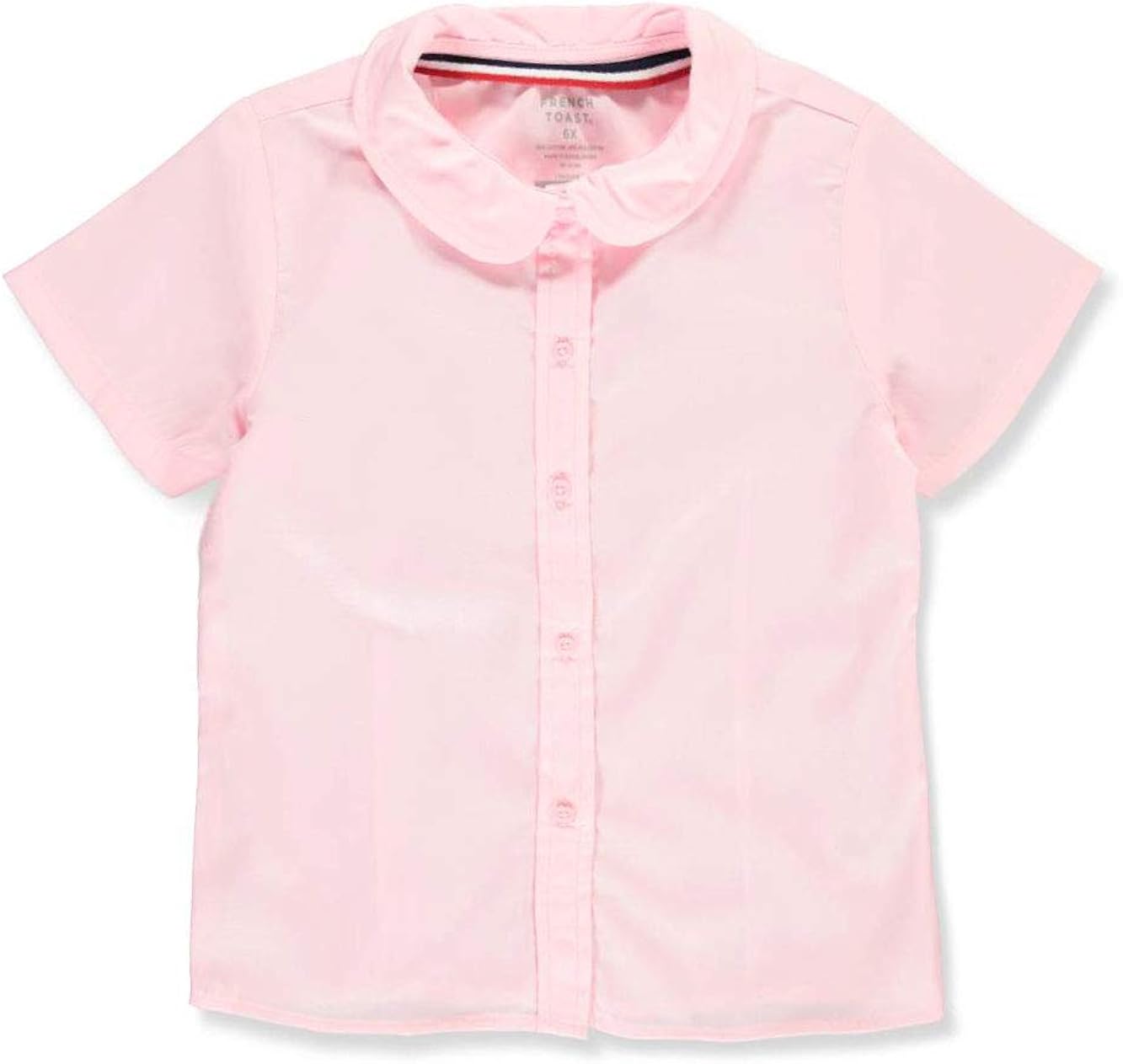 French Toast Big Girls S/S Peter Pan Fitted Shirt - Pink, 6 : Clothing, Shoes & Jewelry