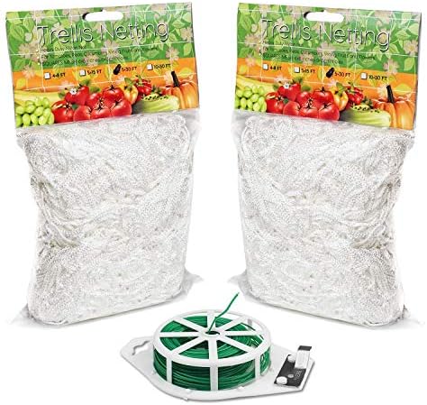 BohoFarm Plant Trellis Netting 5x30ft 2-Pack Trellis Net Heavy-Duty Polyester Plant Support Vine Climbing Hydroponics with/Garden Twine