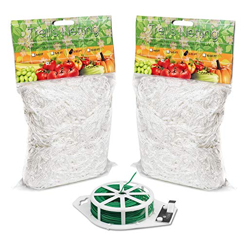 BohoFarm Plant Trellis Netting 5x30ft 2-Pack Trellis Net Heavy-Duty Polyester Plant Support Vine Climbing Hydroponics with/Garden Twine