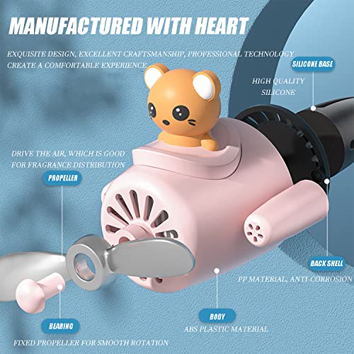 Image of Car fragrance diffuser pilot air outlet cartoon rotating fan leaf perfume cute shape freshener with 2 fragrances (R3-PINK) 1 Count