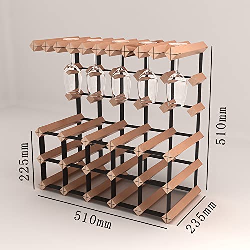 Wll-Dp Natural Beech Wood Countertop Wine Rack Two-In-One Wine Storage Shelf Wine Holder, Hold 10~15 Bottles, Suitable For Many Occasions #TOP1