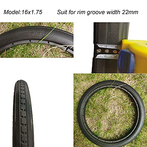 BAIBIKING 16 Inch Bike Tire Solid Bike Tires Airless Anti-Slip Tyre for Wheelchair Road Bike BMX Bike Kids' Bike Tire 16x1.75 (16X1.75) #3