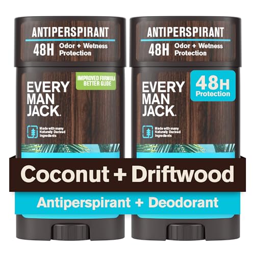 Image of Every Man Jack Antiperspirant Deodorant for Men, Coconut Driftwood, 2pk