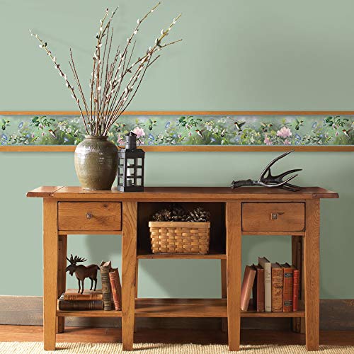 Chesapeake TLL48531B Htm48531B Ruby Green Hummingbird Garden Wallpaper Border thumb #1
