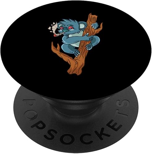 Miniatura 1 de Koala Smoking Weed Cannabis Stoner Marihuana Bear Don't Care PopSockets - Agarre y soporte para teléfonos y tabletas, Negro