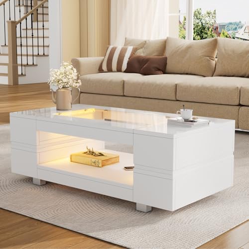 MIOOSUT Mesa de salón de cristal