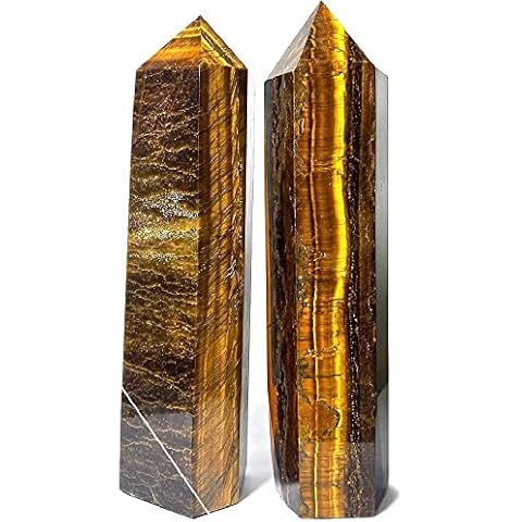 RALDMOV Natural Tiger Eye Stone Point Wand Tower Single Point Crystal Obelisk Healing Crystal Gemstone Decoration Gifts (49-52oz) Cover