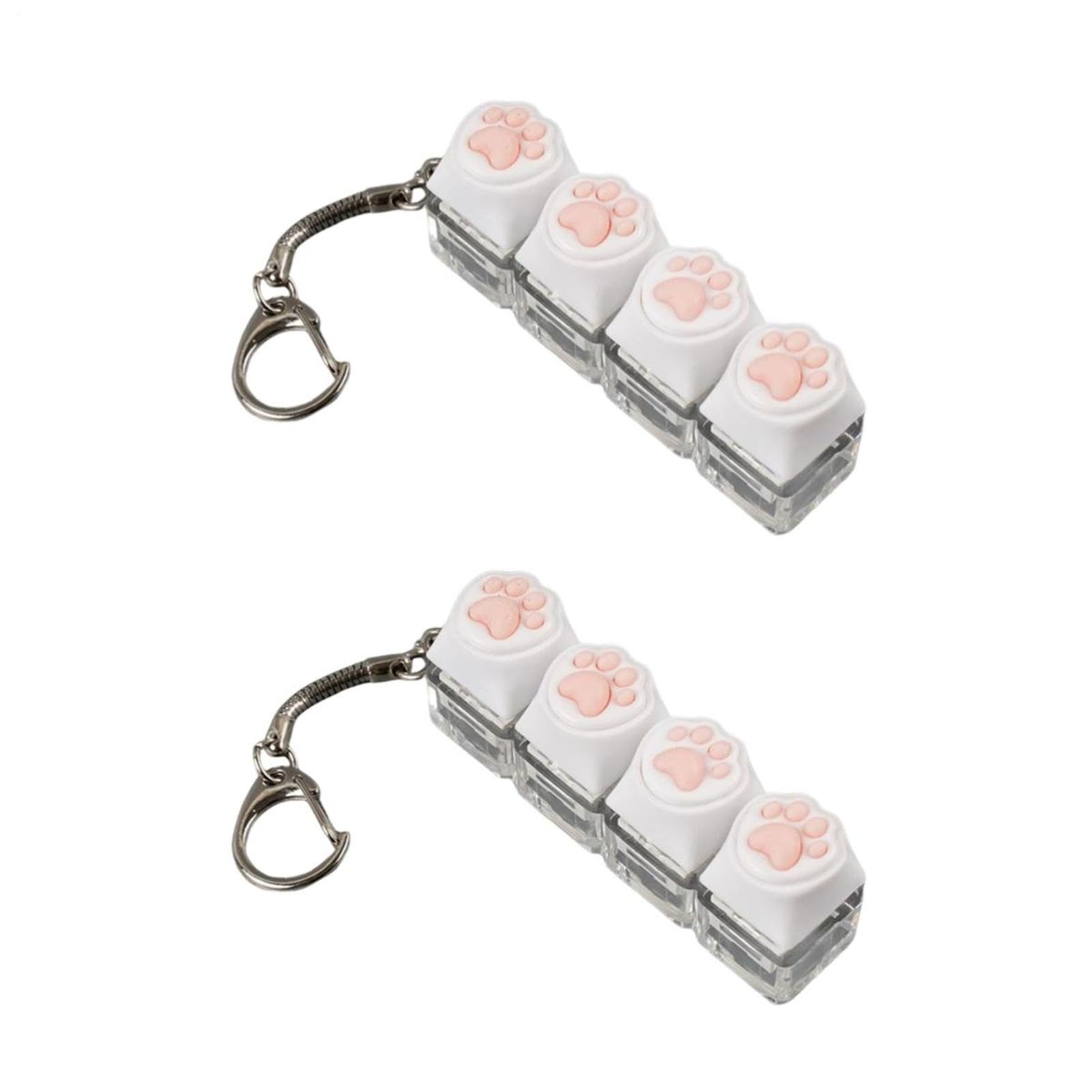 Keyboard Fidget Toy | 2PCS Cat Paw Keyboard Clicker Fidget Toy | Cute Stress Relief Button Finger Clicker Toys with Light | Portable Button Stress Relief Fidgets Toys for Kids & Adults (White)