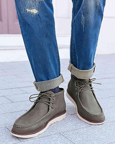 Coutgo Mens Dress Chukka Boots Suede Lace Up Round Toe Ankle Boots Comfort Lightweight Mid-Top Booties Dark Grey thumb #2