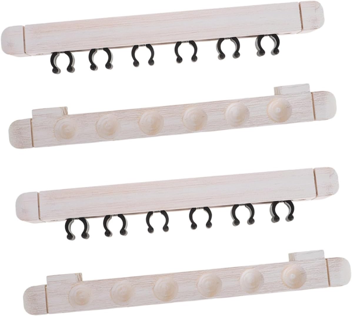 NOLITOY Solid Wood 6-hole Wall Mounted Pool Cue Rack 2 Pairs Billiard Cue Holder with Chalk and Accessory Storage for Indoor Recreation Room