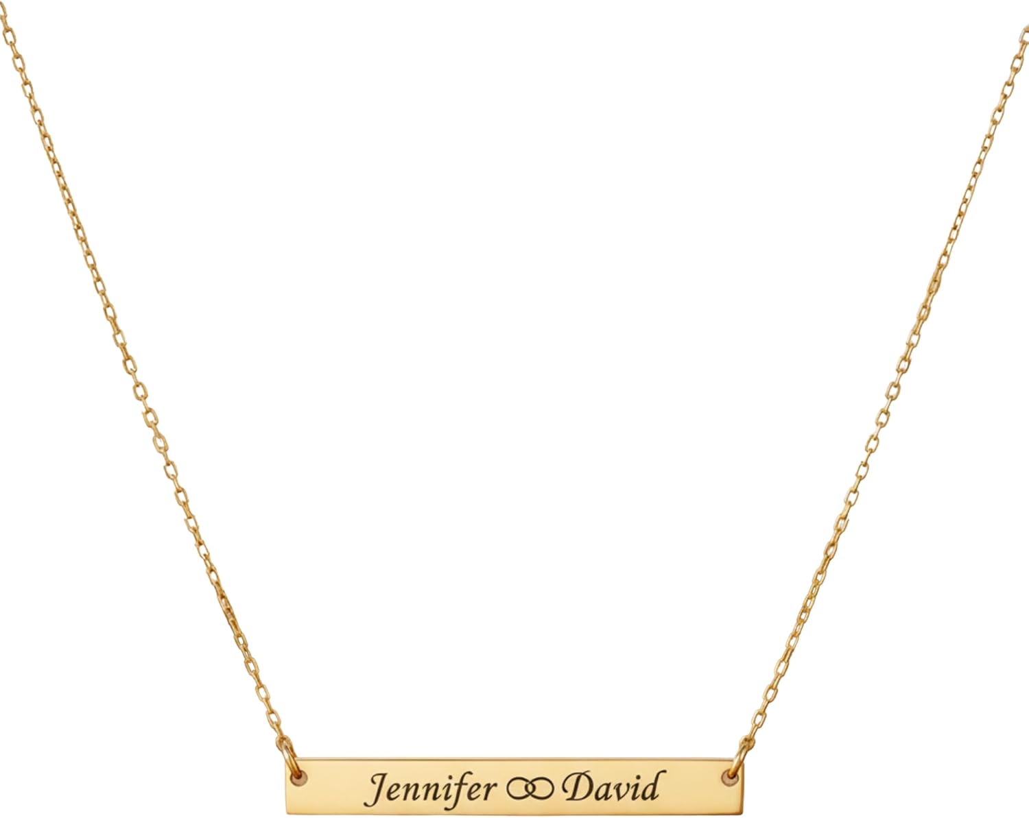 Personalized Bar Necklace, Dainty Charm Pendant Sterling Silver or 14K Gold, Custom Engraved Name Jewelry
