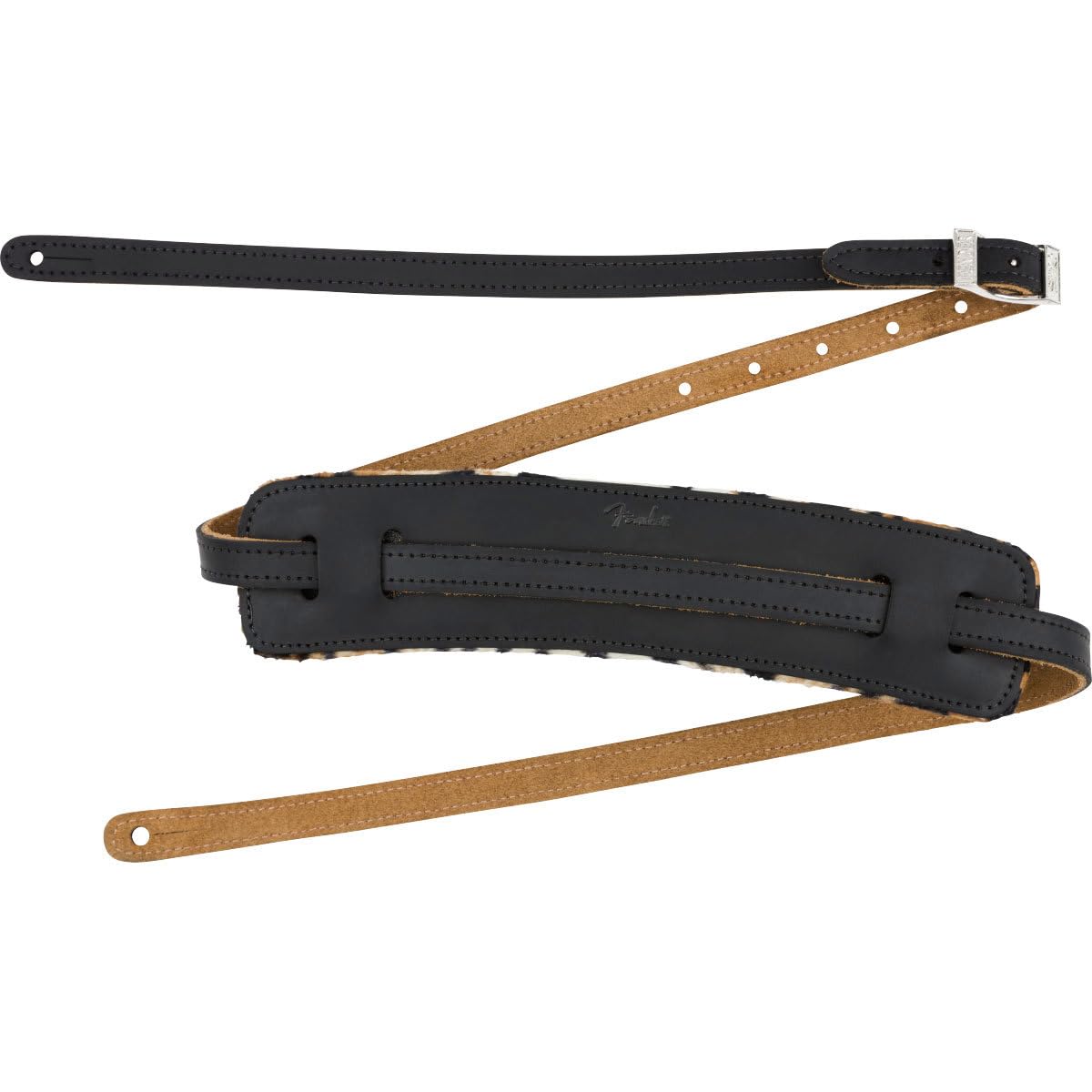 Fender, JOE STRUMMER VINTAGE STRAP Joe Strummer Signature Tracolla per chitarra, Pelle, Larghezza 6.35cm, Colore Nero Leopardo