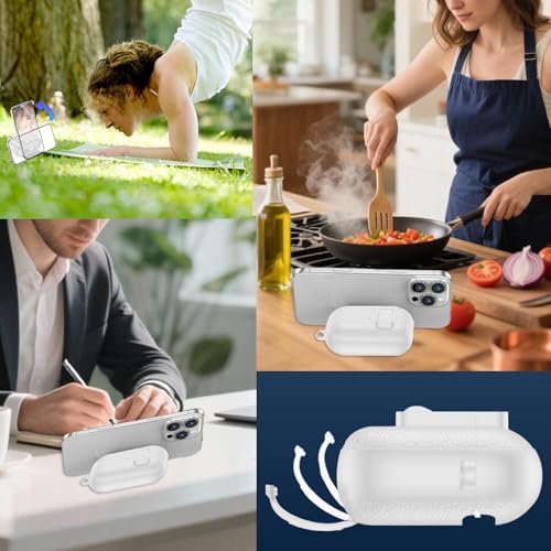 Image of for Leather AirPods Pro 3 Case 2025 | Cute iPod Air Pods Pro 3 Case with Magnetic Lock | with Phone Holder & Keychain | Airpods 3 Pro Cases for Man Women(Model A2700 /A2931)(White)