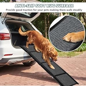   Dog-Car-Ramp-for-Medium-Large-Dogs-63-Long-17-Extra-Wide-Foldable-Dog-Steps-Aluminum-Dog-Ramps-Dog-Stairs-with-Nonslip-Surface-for-High-Beds-Trucks-Cars-and-SUV-Supports-up-to-200-lbs