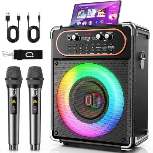 HWWR Karaoke 2 Micro sans Fil, 500W Puissance Enceinte Micro Complet...