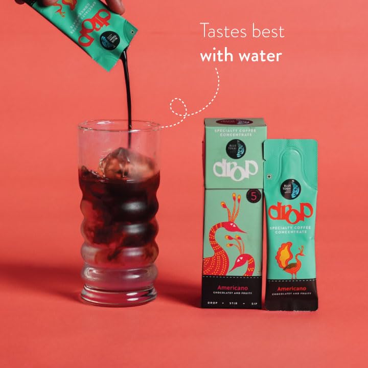 Image of Blue Tokai Coffee Roasters Drop Americano | Liquid Coffee Concentrate | 100% Arabica | Ready to Use Coffee | Hot or Cold | Pack Of 5 Sachets | 20ML Each | Instant Coffee | Specialty Coffee Concentrate