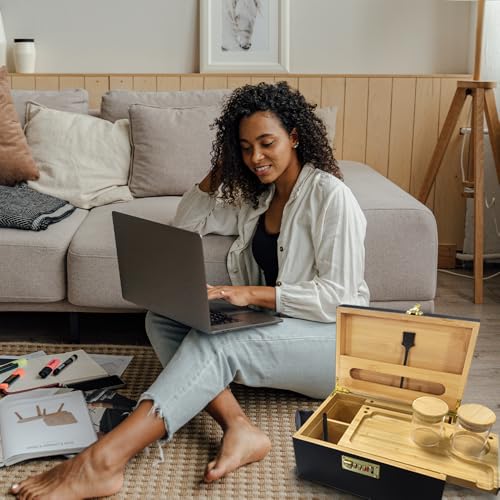 IXIGER Rolling Tray Set with Stash Box & Lockable Storage Box - Complete Rolling Tray Set for Cigarette Rolling, Storage & Organization - Durable & Stylish Rolling Tray for Smokers - Image 6