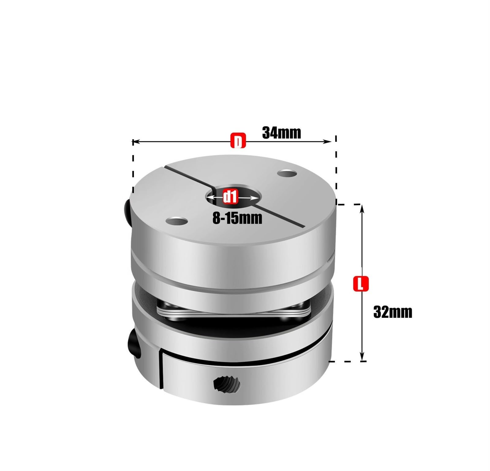Rigid coupling,Stainless steel rigid coupling 1pcs Aluminum Alloy D34L32 Single Diaphragm Coupling Elastic Joint Ball Screw Step Servo Motor Encoder Computer(12.7X12.7)