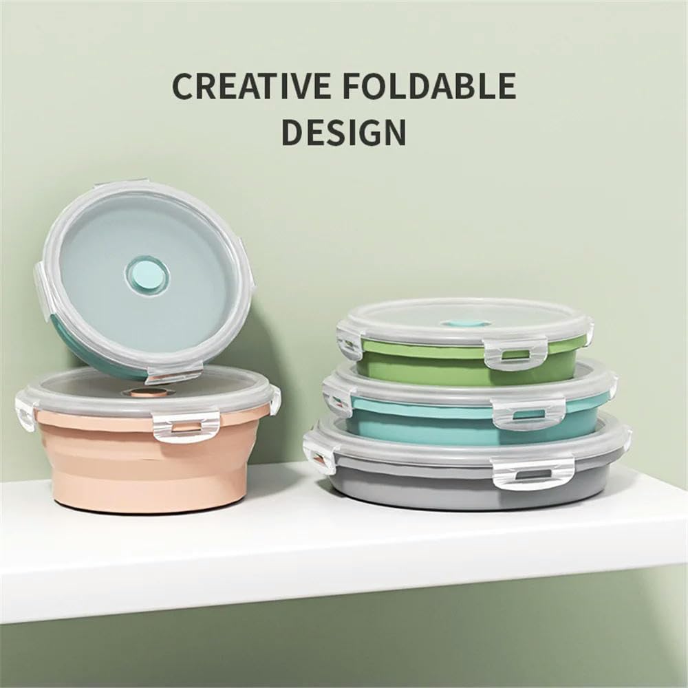 DYRBF - Set di contenitori per alimenti in silicone, pieghevoli, insalatiera con coperchio, portatile