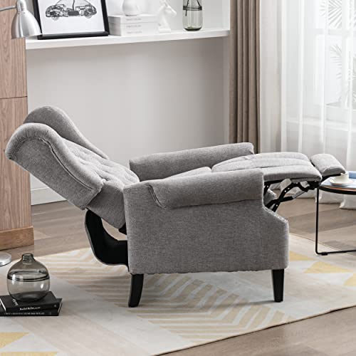 Yakuu Pushback Recliner Chair,Wingback Recliners With Padded Seat,Footrest For Home Theater Chair,Adjustable Single Sofa For Linving Room (Grey) #TOP1