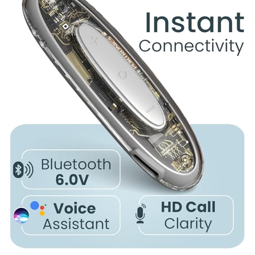 Image of Portronics Harmonics Y5 Bluetooth Wireless In Ear Earphone with strong Clip, Upto 24 Hour Playback,Dual Pairing, HD Clarity Mic, Transparent Design,Magnetic Buds, Bluetooth V6.0,Type C Charging(White)