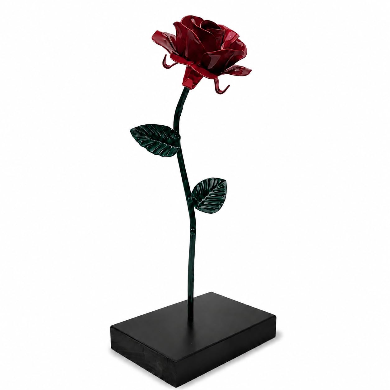 Czerwona Wieczna Róża z Kutego Żelaza, Czarna Podstawa, 23 cm