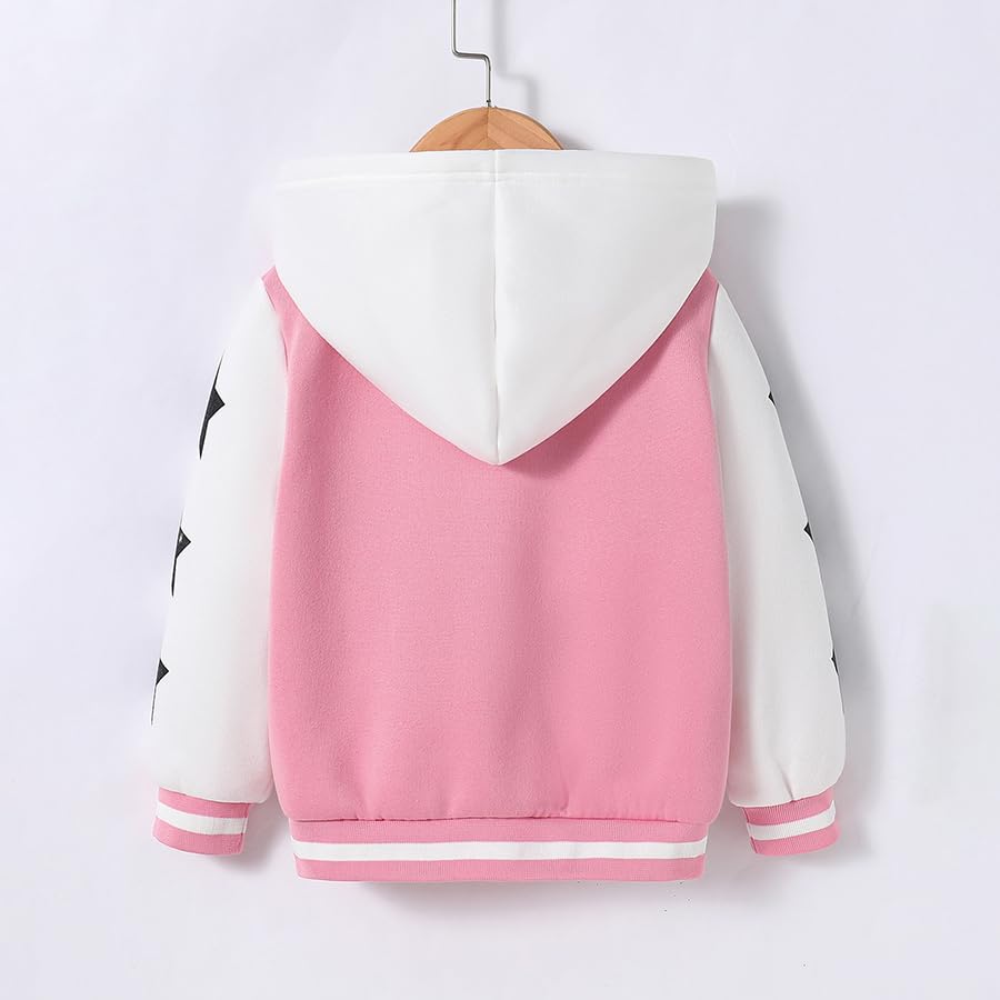 Kids Hoodie Baseball Jacket Varsity Style Casual Fit Sport Girls Flower Team Uniforms Cardigan Sweatshirt2