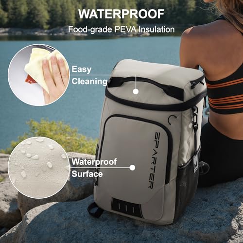 Image of SPARTER Backpack Cooler Insulated Leak Proof 33 /49 Cans, 2 Insulated Compartments Thermal Bag, Portable Lightweight Beach Travel Camping Lunch Backpack for Men and Women