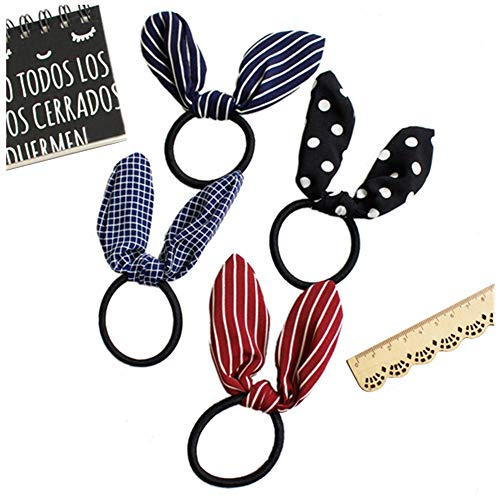 Ruihfas 12Pcs Lovely Rabbit Ear Bow Hair Bands Scrunchies Elastic Bow Hair Ties Ropes Hairband Headband Ponytail Holders